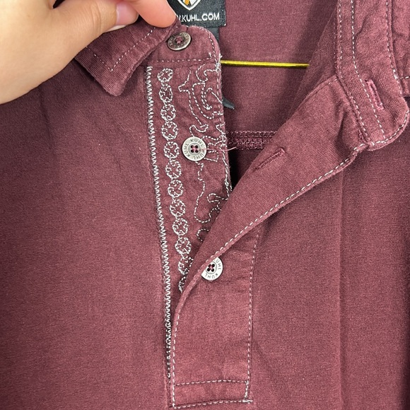 Kuhl Men’s Burgundy Embroidered Collared Short Sleeve Cotton Polo, L - Picture 6 of 14